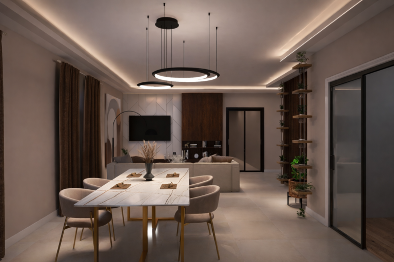 Soggiorno e sala da pranzo eleganti